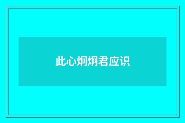 此心炯炯君应识