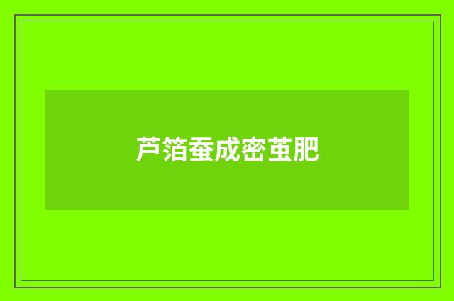芦箔蚕成密茧肥