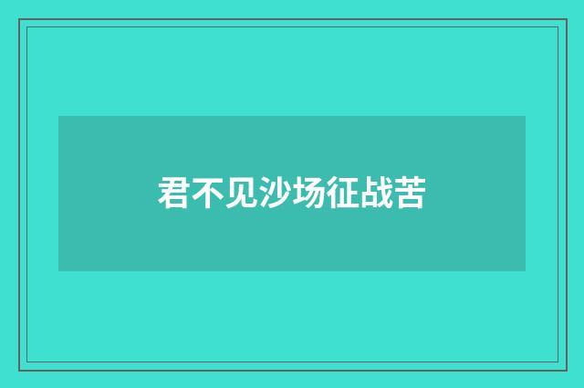 君不见沙场征战苦
