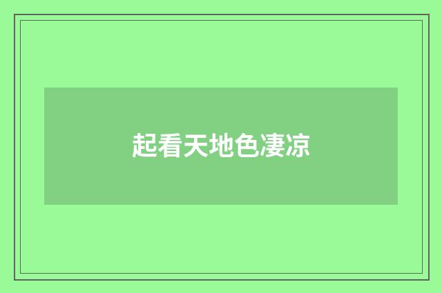 起看天地色凄凉