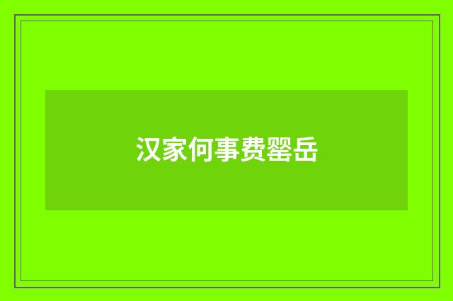 汉家何事费罂岳