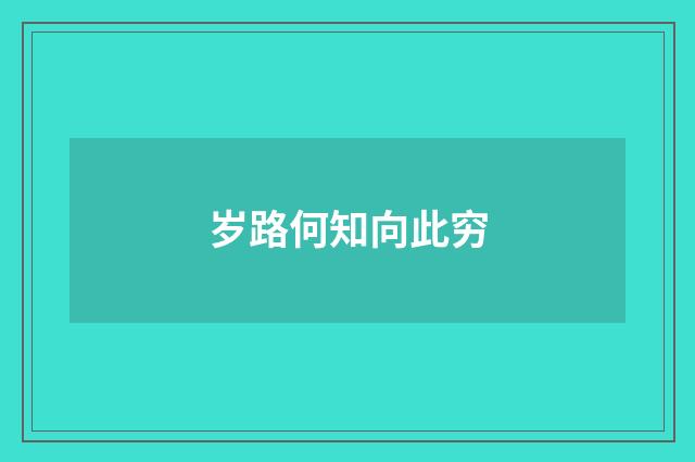 岁路何知向此穷