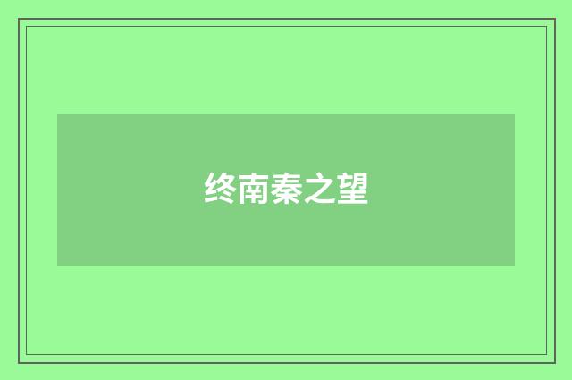 终南秦之望