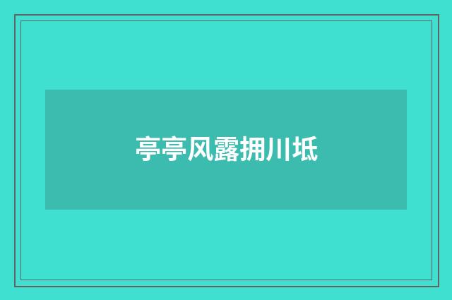 亭亭风露拥川坻