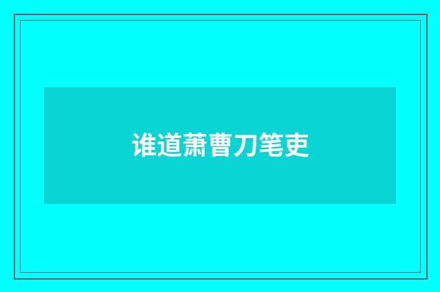 谁道萧曹刀笔吏