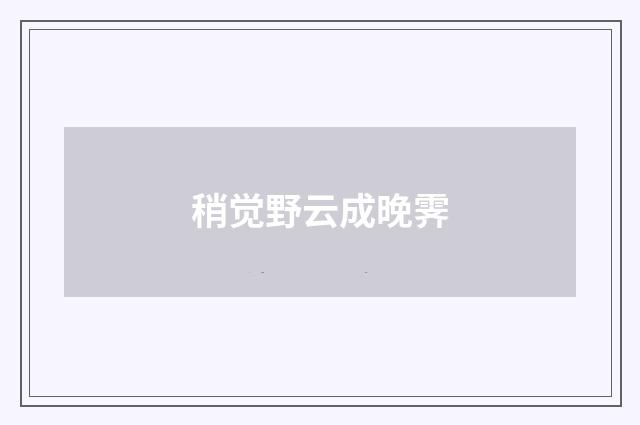 稍觉野云成晚霁