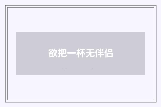 欲把一杯无伴侣