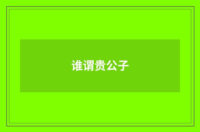 谁谓贵公子