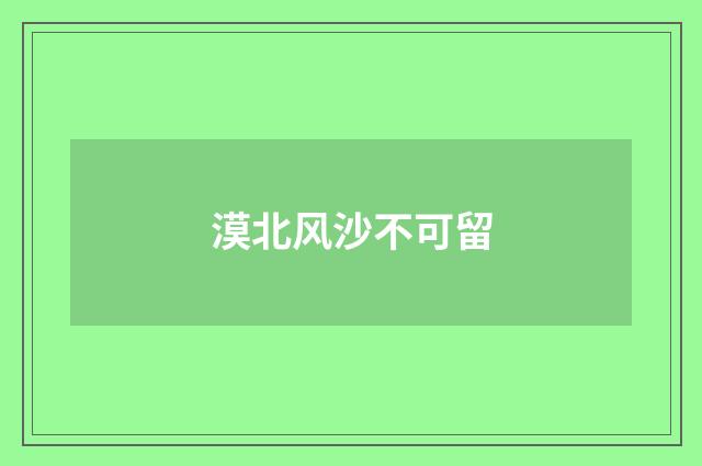漠北风沙不可留