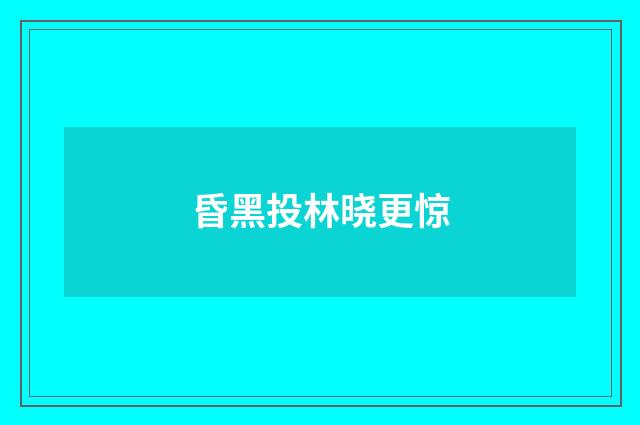 昏黑投林晓更惊