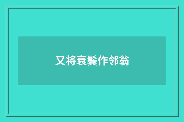又将衰鬓作邻翁