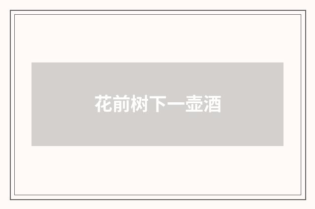 花前树下一壶酒