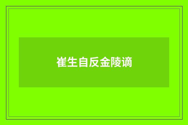 崔生自反金陵谪