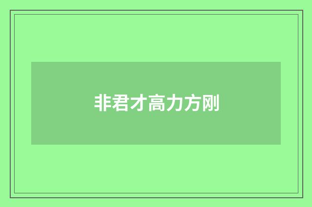 非君才高力方刚