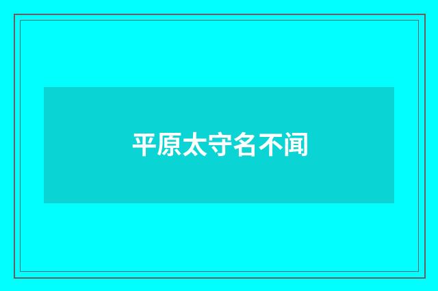 平原太守名不闻