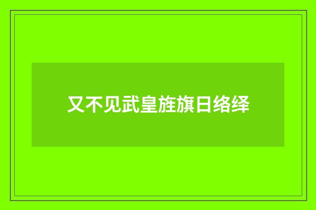又不见武皇旌旗日络绎
