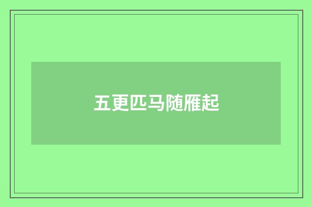 五更匹马随雁起