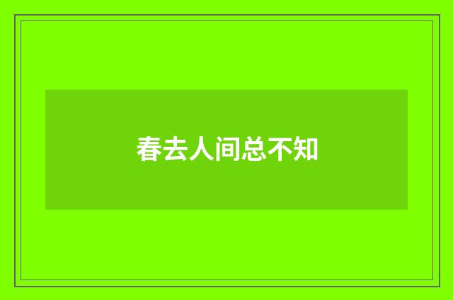 春去人间总不知