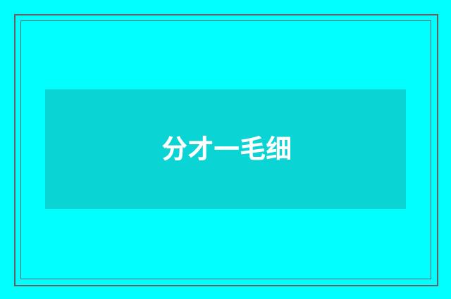 分才一毛细