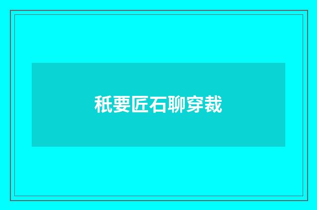 秖要匠石聊穿裁
