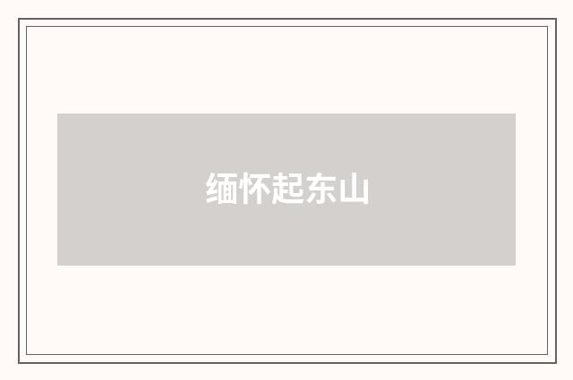 缅怀起东山