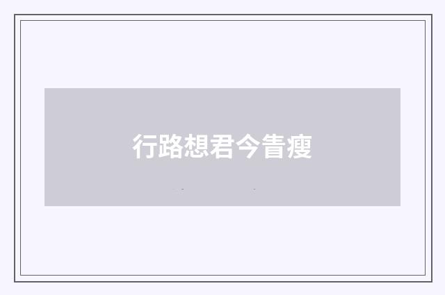 行路想君今眚瘦