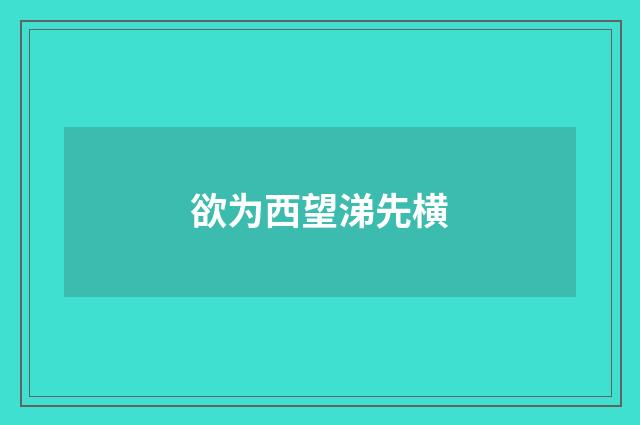 欲为西望涕先横