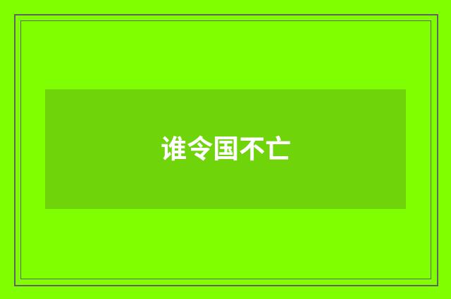 谁令国不亡
