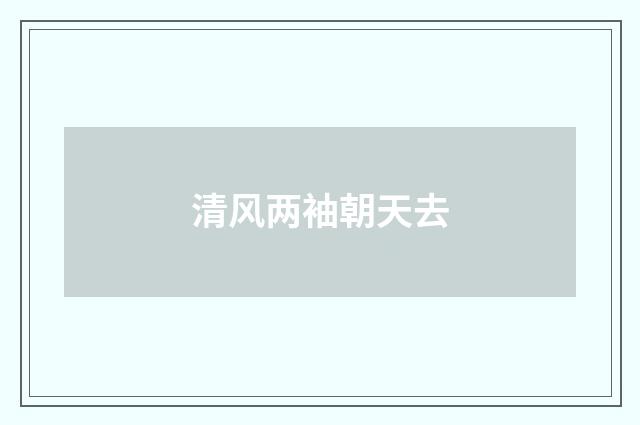 清风两袖朝天去