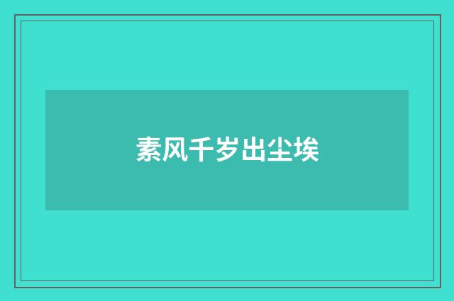 素风千岁出尘埃