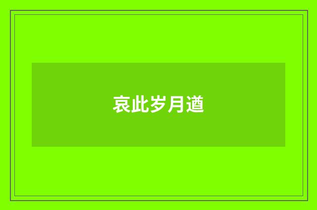 哀此岁月遒
