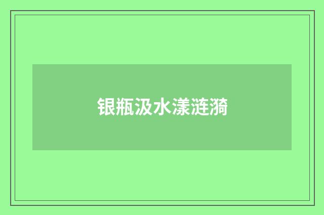 银瓶汲水漾涟漪