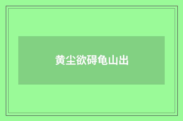 黄尘欲碍龟山出