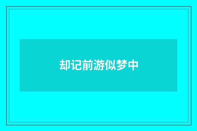却记前游似梦中