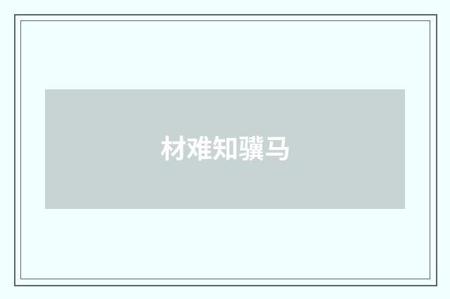 材难知骥马