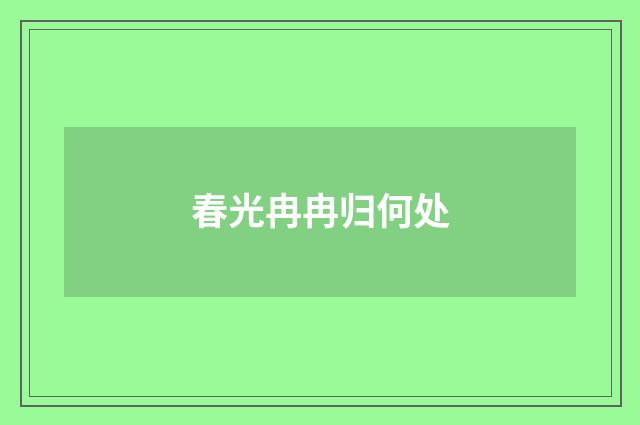 春光冉冉归何处