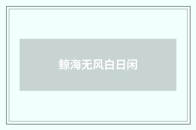 鲸海无风白日闲