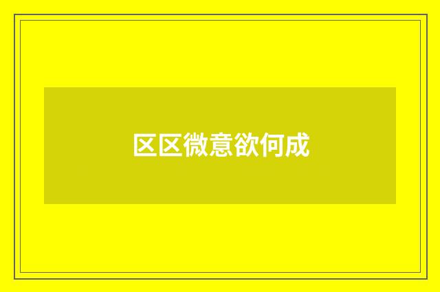 区区微意欲何成