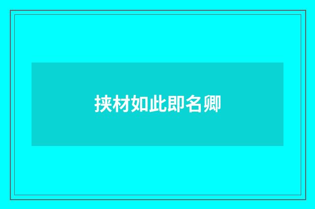 挟材如此即名卿