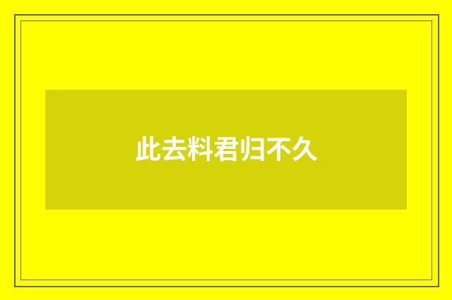此去料君归不久