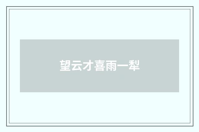 望云才喜雨一犁