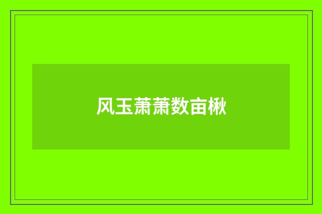 风玉萧萧数亩楸