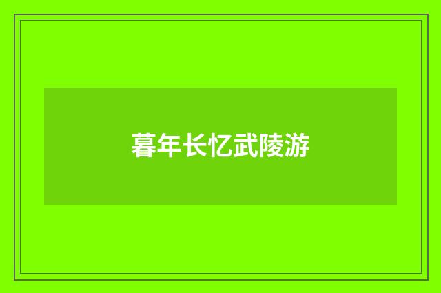 暮年长忆武陵游