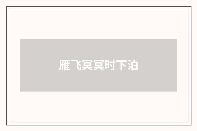 雁飞冥冥时下泊