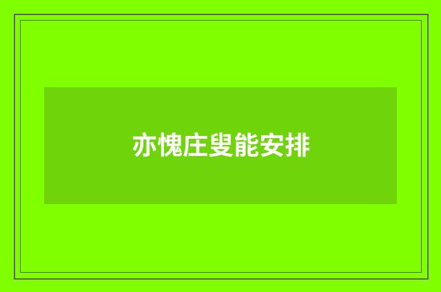 亦愧庄叟能安排