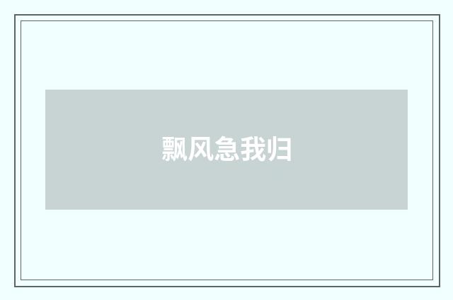 飘风急我归