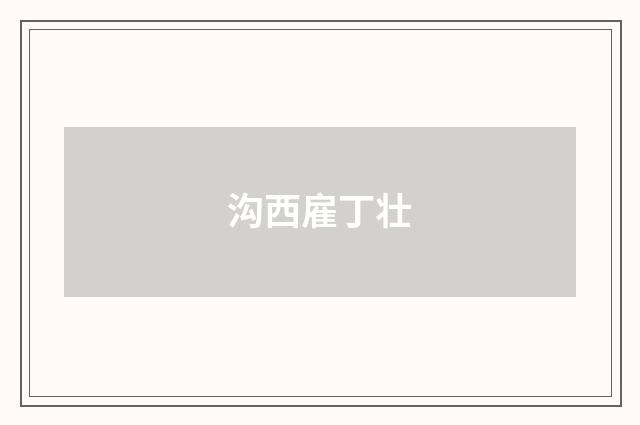 沟西雇丁壮