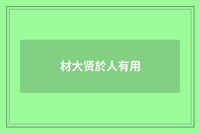 材大贤於人有用