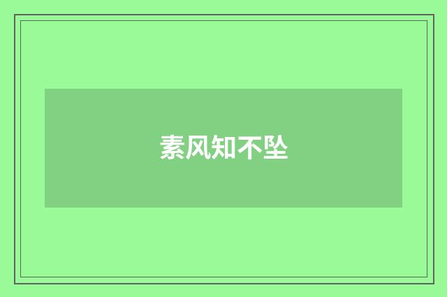 素风知不坠