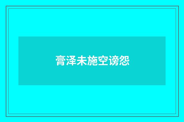 膏泽未施空谤怨